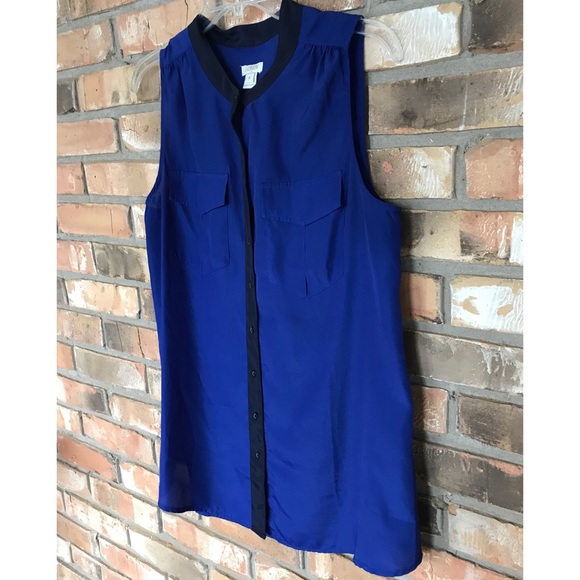 J. Crew Women’s Royal Blue Button Down Sleeveless Top Size 8 - Picture 3 of 7
